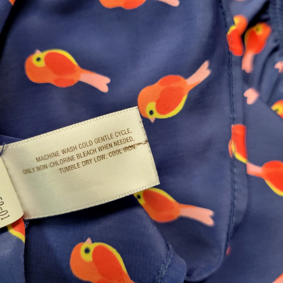 Old Navy Bird Print Button Top Womens S Blue Red Low V-Neck 3/4 Sleeve Whimsical - Picture 10 of 12